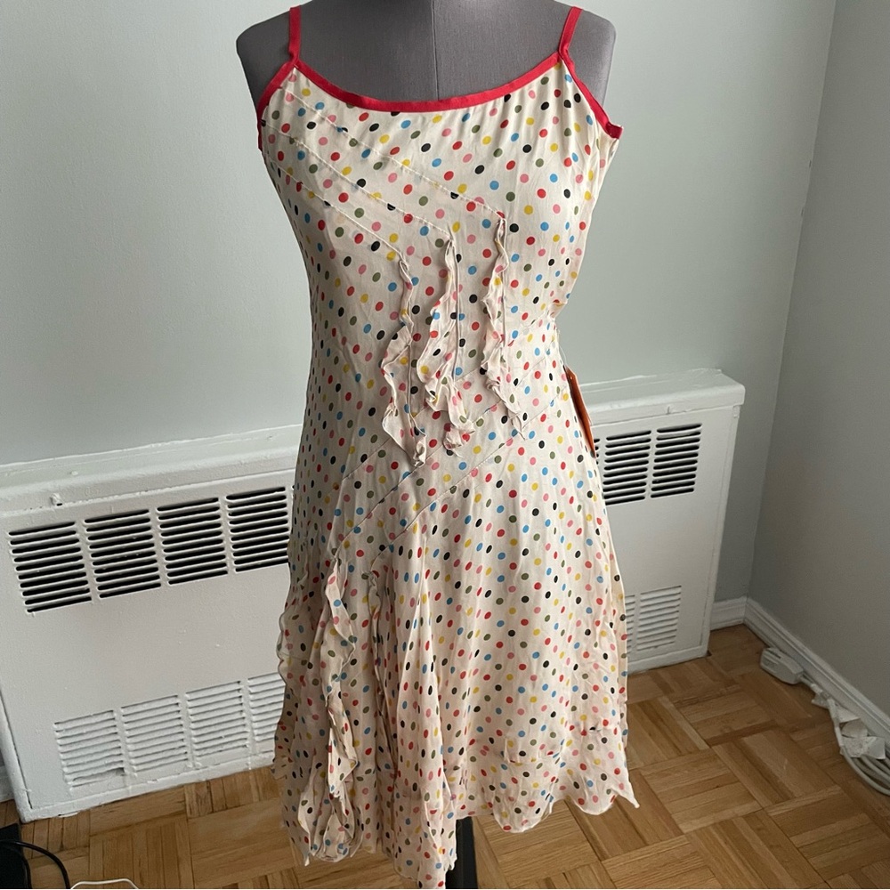 Cynthia Steffe polka dot ruffle midi fit and flare dress